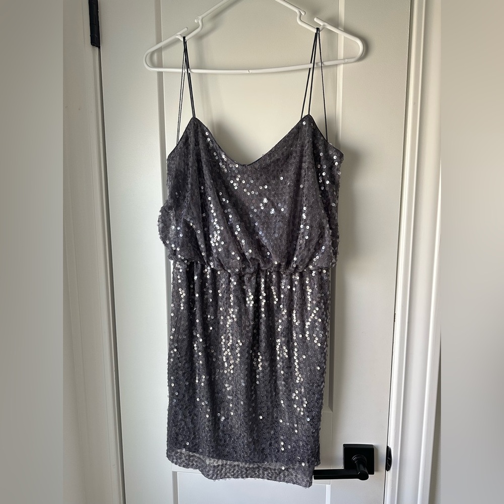 Silver Sequin Mini Dress